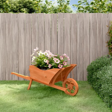 vidaXL Pflanzgefäß Schubkarre-Design 128x45,5x43 cm Massivholz Tanne