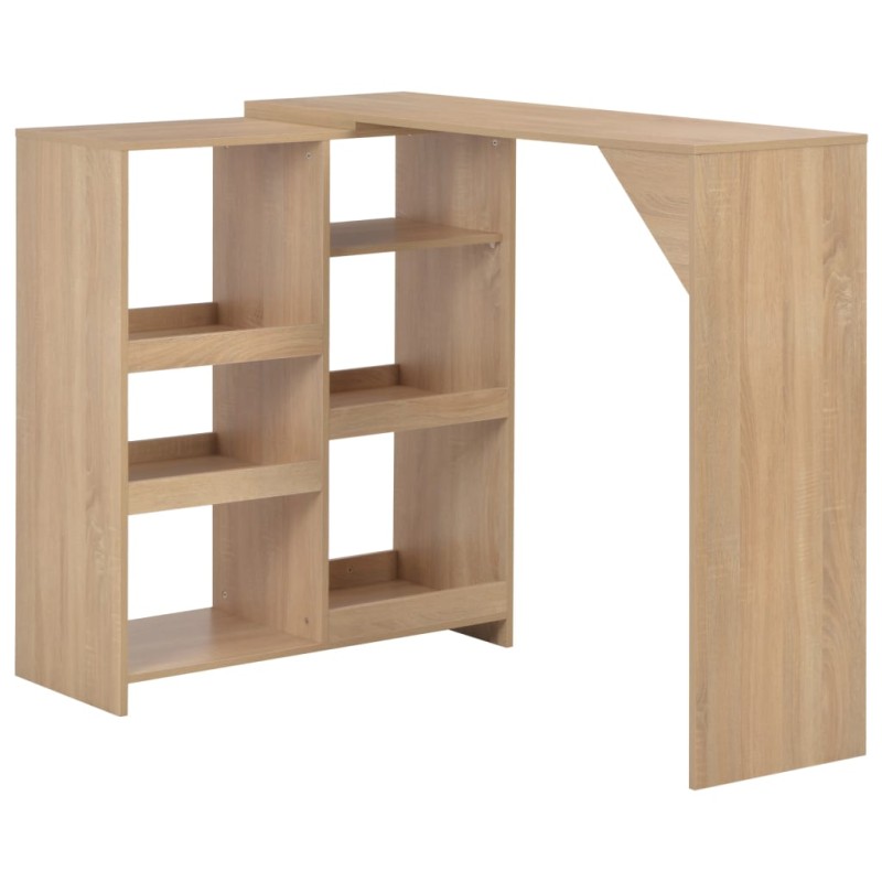 vidaXL Bartisch mit Beweglichem Regal Eichenbraun 138x39x110 cm vidaXL Bartisch mit Beweglichem Regal Eichenbraun 138x39x110 cm