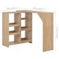 vidaXL Bartisch mit Beweglichem Regal Eichenbraun 138x39x110 cm vidaXL Bartisch mit Beweglichem Regal Eichenbraun 138x39x110 cm