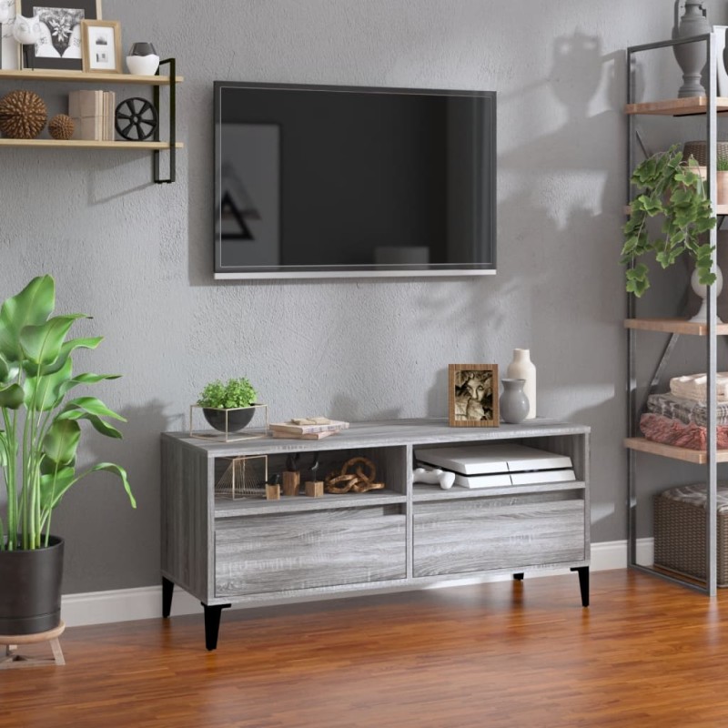 vidaXL TV-Schrank Grau Sonoma 100x34,5x44,5 cm Holzwerkstoff vidaXL TV-Schrank Grau Sonoma 100x34,5x44,5 cm Holzwerkstoff
