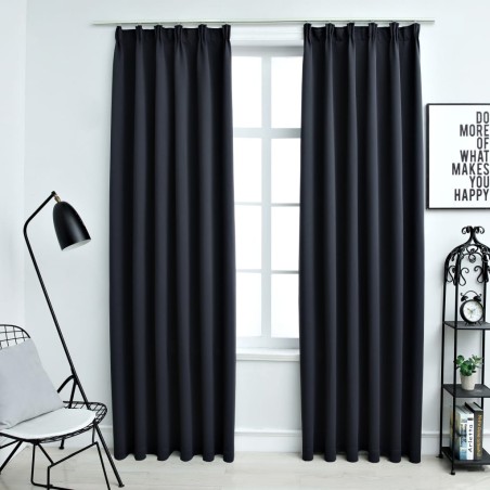 vidaXL Verdunkelungsvorhänge mit Haken 2 Stk. Anthrazit 140x225cm