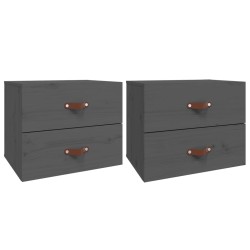 vidaXL Wand-Nachttische 2 Stk. Grau 50x36x40 cm