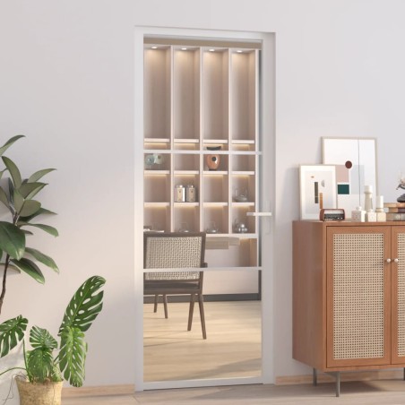 vidaXL Innentür 83x201,5 cm Weiß ESG-Glas und Aluminium