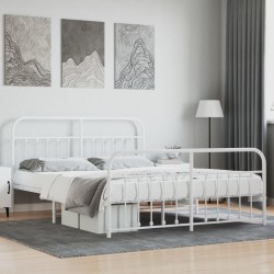 vidaXL Bettgestell mit Kopf- und Fußteil Metall Weiß 160x200 cm