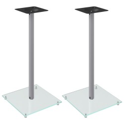 vidaXL Lautsprecher-Ständer 2 Stk. Silbern Hartglas 1 Säule
