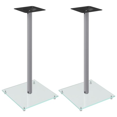 vidaXL Lautsprecher-Ständer 2 Stk. Silbern Hartglas 1 Säule