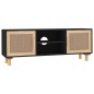 vidaXL TV-Schrank Schwarz 105x30x40 cm Massivholz Kiefer Natur-Rattan vidaXL TV-Schrank Schwarz 105x30x40 cm Massivholz Kiefer Natur-Rattan