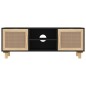 vidaXL TV-Schrank Schwarz 105x30x40 cm Massivholz Kiefer Natur-Rattan vidaXL TV-Schrank Schwarz 105x30x40 cm Massivholz Kiefer Natur-Rattan