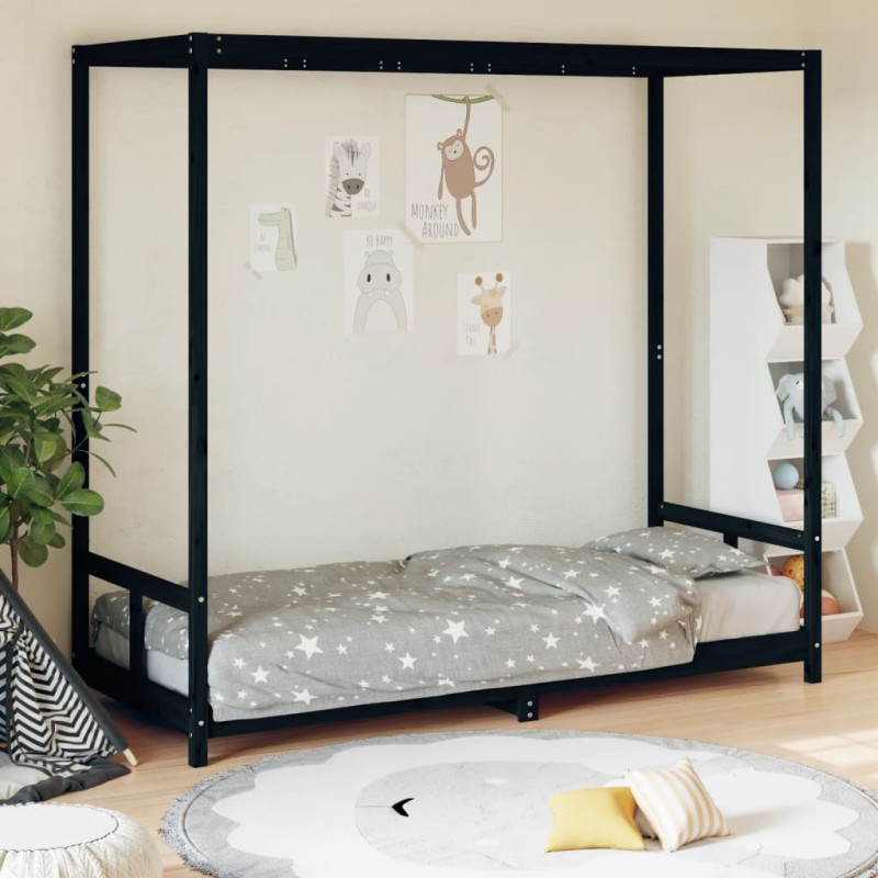 vidaXL Kinderbett Schwarz 80x200 cm Massivholz Kiefer vidaXL Kinderbett Schwarz 80x200 cm Massivholz Kiefer