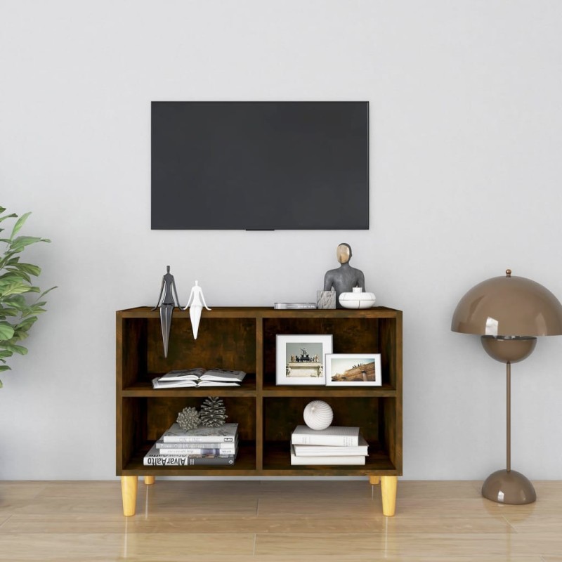 vidaXL TV-Schrank mit Massivholz-Beinen Räuchereiche 69,5x30x50 cm vidaXL TV-Schrank mit Massivholz-Beinen Räuchereiche 69,5x30x50 cm