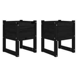 vidaXL Pflanzkübel 2 Stk. Schwarz 40x40x52,5 cm Massivholz Kiefer