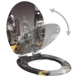 vidaXL Toilettensitz mit Soft-Close-Deckel MDF New York Design
