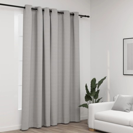 vidaXL Verdunkelungsvorhang mit Ösen Leinenoptik Grau 290x245 cm