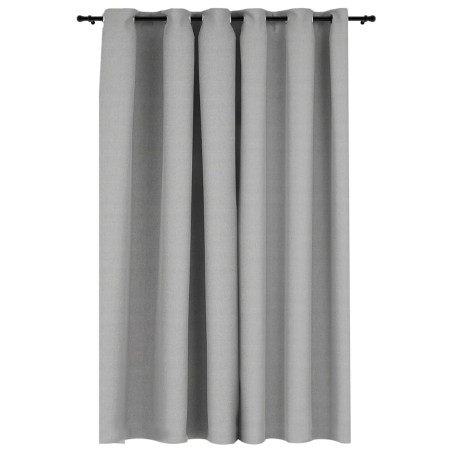 vidaXL Verdunkelungsvorhang mit Ösen Leinenoptik Grau 290x245 cm