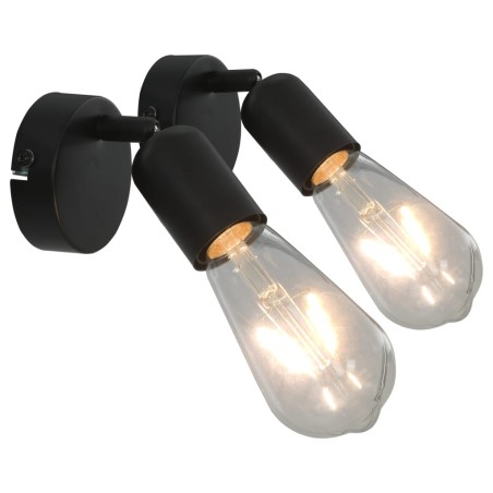 vidaXL Strahler 2 Stk. mit Glühlampen 2 W Schwarz E27