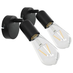 vidaXL Strahler 2 Stk. mit Glühlampen 2 W Schwarz E27