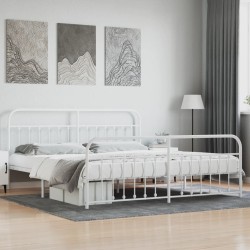 vidaXL Bettgestell mit Kopf- und Fußteil Metall Weiß 200x200 cm