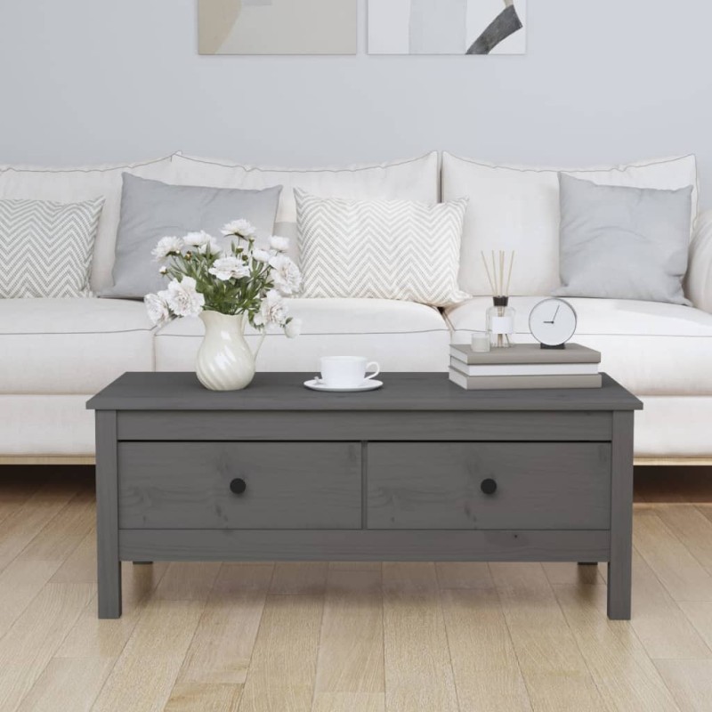 vidaXL Couchtisch Grau 100x50x40 cm Massivholz Kiefer vidaXL Couchtisch Grau 100x50x40 cm Massivholz Kiefer