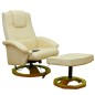 vidaXL Massagesessel mit Fußhocker Creme Kunstleder