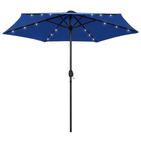 vidaXL Sonnenschirm mit LED-Leuchten & Aluminium-Mast 270 cm Azurblau