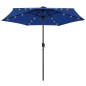 vidaXL Sonnenschirm mit LED-Leuchten & Aluminium-Mast 270 cm Azurblau vidaXL Sonnenschirm mit LED-Leuchten & Aluminium-Mast 270 cm Azurblau