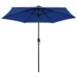 vidaXL Sonnenschirm mit LED-Leuchten & Aluminium-Mast 270 cm Azurblau