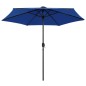vidaXL Sonnenschirm mit LED-Leuchten & Aluminium-Mast 270 cm Azurblau vidaXL Sonnenschirm mit LED-Leuchten & Aluminium-Mast 270 cm Azurblau