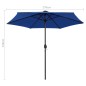 vidaXL Sonnenschirm mit LED-Leuchten & Aluminium-Mast 270 cm Azurblau vidaXL Sonnenschirm mit LED-Leuchten & Aluminium-Mast 270 cm Azurblau