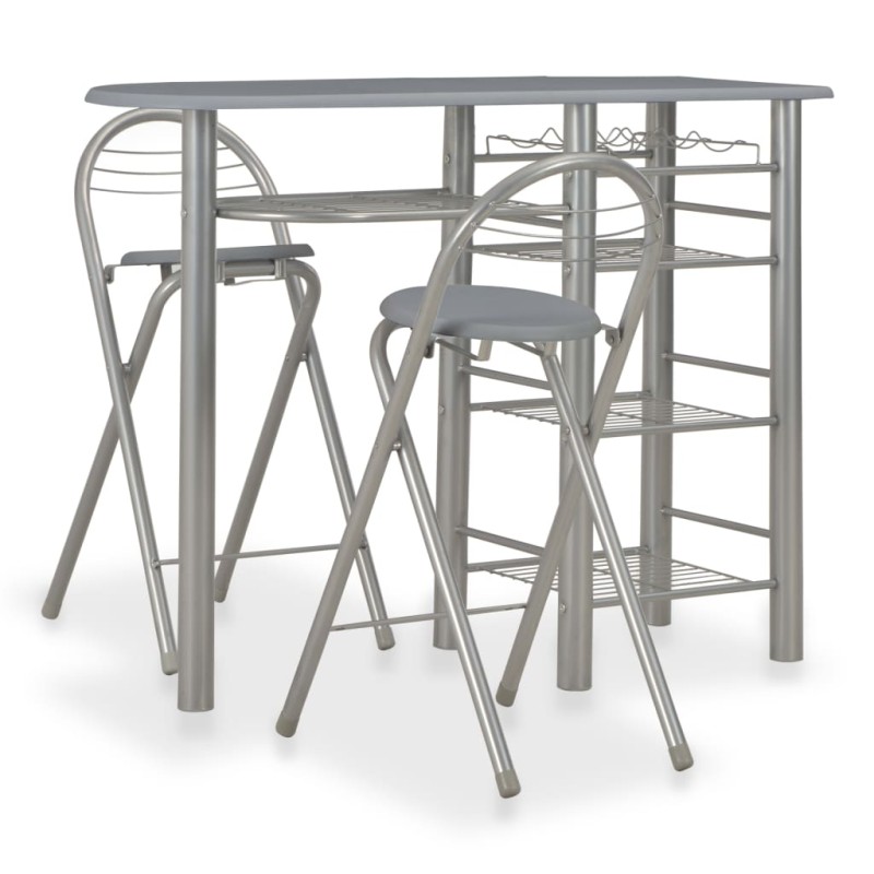 vidaXL 3-tlg. Bar-Set mit Regalen Holz und Stahl Grau vidaXL 3-tlg. Bar-Set mit Regalen Holz und Stahl Grau