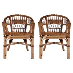Gartenstühle 2 Stk. Natürliches Rattan Braun