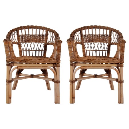 Gartenstühle 2 Stk. Natürliches Rattan Braun