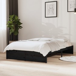 vidaXL Massivholzbett Schwarz 120x200 cm
