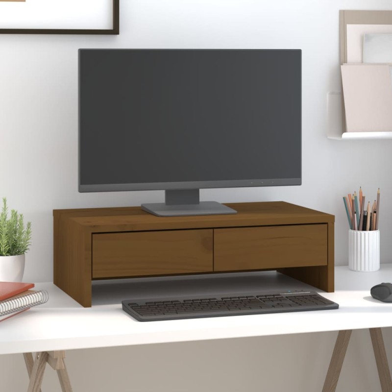 vidaXL Monitorständer Honigbraun 50x27x15 cm Massivholz Kiefer vidaXL Monitorständer Honigbraun 50x27x15 cm Massivholz Kiefer
