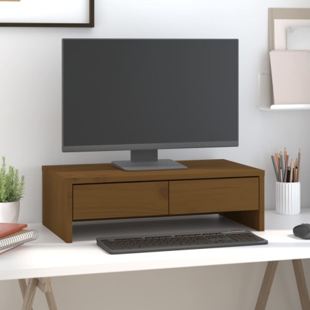 vidaXL Monitorständer Honigbraun 50x27x15 cm Massivholz Kiefer