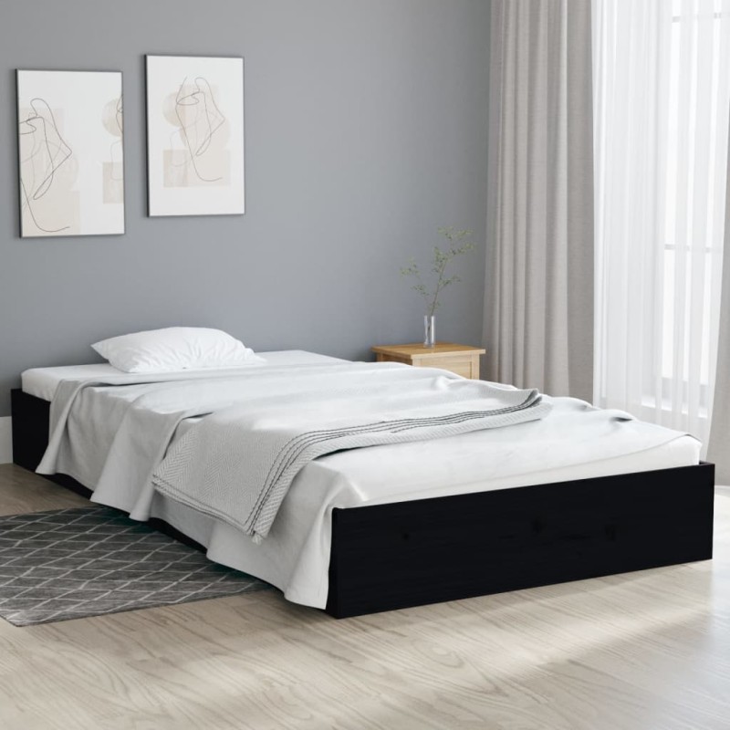 vidaXL Massivholzbett Schwarz 90x200 cm