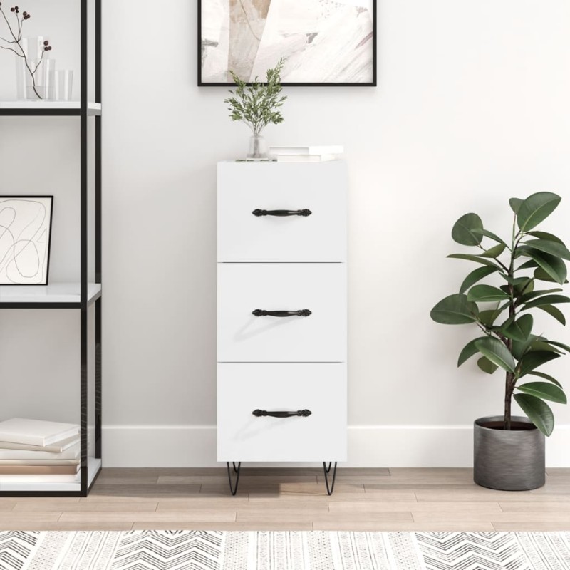 vidaXL Sideboard Hochglanz-Weiß 34,5x34x90 cm Holzwerkstoff vidaXL Sideboard Hochglanz-Weiß 34,5x34x90 cm Holzwerkstoff