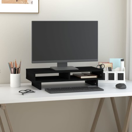 vidaXL Monitorständer Schwarz 60x27x14 cm Massivholz Kiefer