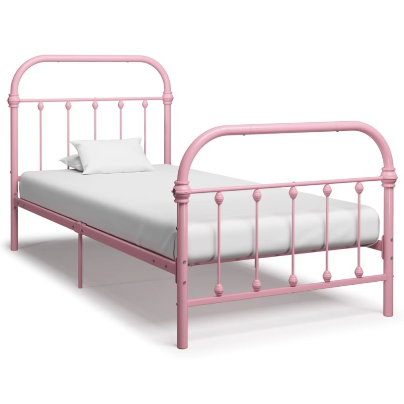 vidaXL Bettgestell Rosa Metall 100 × 200 cm vidaXL Bettgestell Rosa Metall 100 × 200 cm