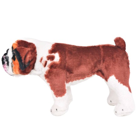 vidaXL Plüschtier Hund Bulldogge Stehend Plüsch Weiß und Braun XXL