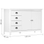 vidaXL Sideboard Hill Weiß 130x40x80 cm Massivholz Kiefer vidaXL Sideboard Hill Weiß 130x40x80 cm Massivholz Kiefer