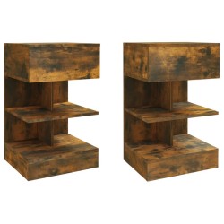 vidaXL Nachttische 2 Stk. Räuchereiche 40x35x65 cm Holzwerkstoff