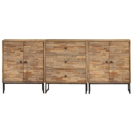 Sideboard-Set 3-tlg. Recyceltes Teakholz