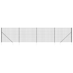 vidaXL Maschendrahtzaun mit Bodenhülsen Anthrazit 1,4x10 m