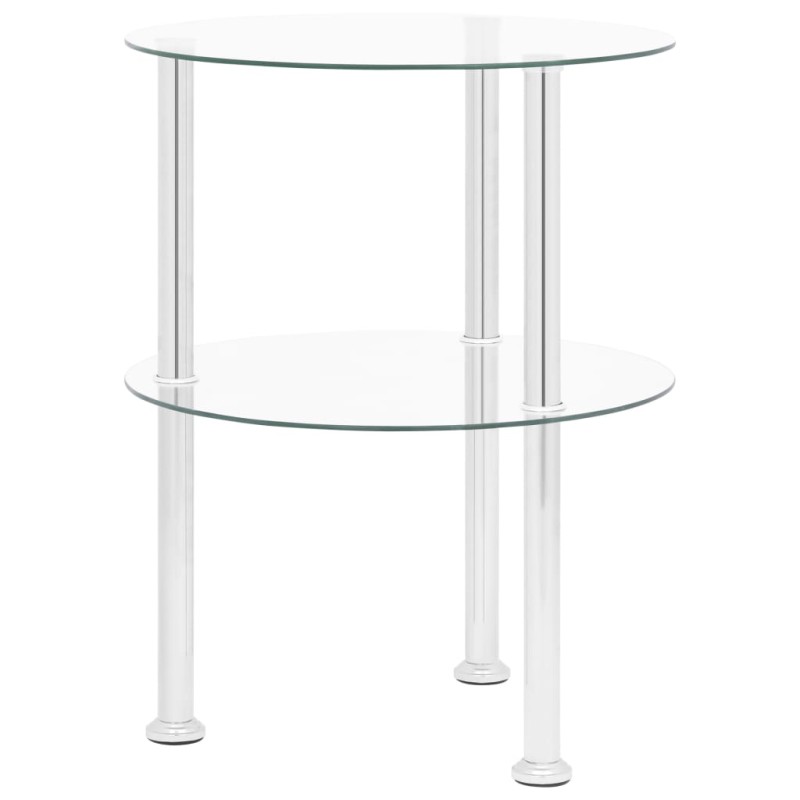vidaXL Beistelltisch mit 2 Ablagen Transparent 38 cm Hartglas vidaXL Beistelltisch mit 2 Ablagen Transparent 38 cm Hartglas