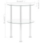 vidaXL Beistelltisch mit 2 Ablagen Transparent 38 cm Hartglas vidaXL Beistelltisch mit 2 Ablagen Transparent 38 cm Hartglas