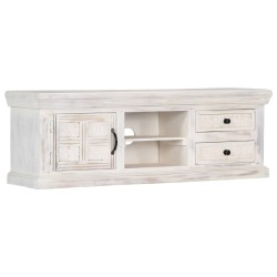 vidaXL TV-Schrank Weiß 120x30x40 cm Massivholz Mango