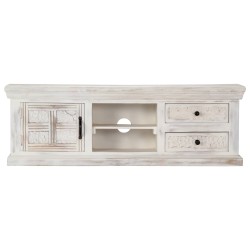 vidaXL TV-Schrank Weiß 120x30x40 cm Massivholz Mango