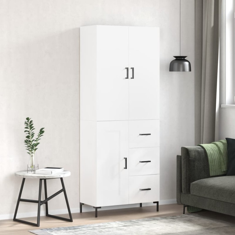 Highboard Hochglanz-Weiß 69,5x34x180 cm Holzwerkstoff Highboard Hochglanz-Weiß 69,5x34x180 cm Holzwerkstoff