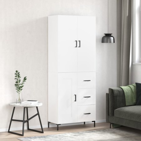 Highboard Hochglanz-Weiß 69,5x34x180 cm Holzwerkstoff