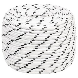 vidaXL Bootsseil Geflochten Weiß 14 mmx100 m Polyester